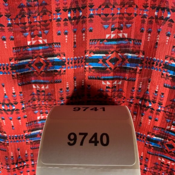 AQUA x Pendleton Womens Long Sleeve Smocked V-Neck Red Casual Blouse Size S 9740 - Picture 8 of 8